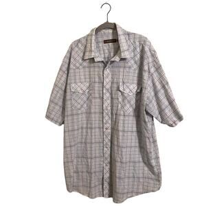 Roper Light Blue Plaid Pearl Snap Long Sleeve‎ Shirt 2XL